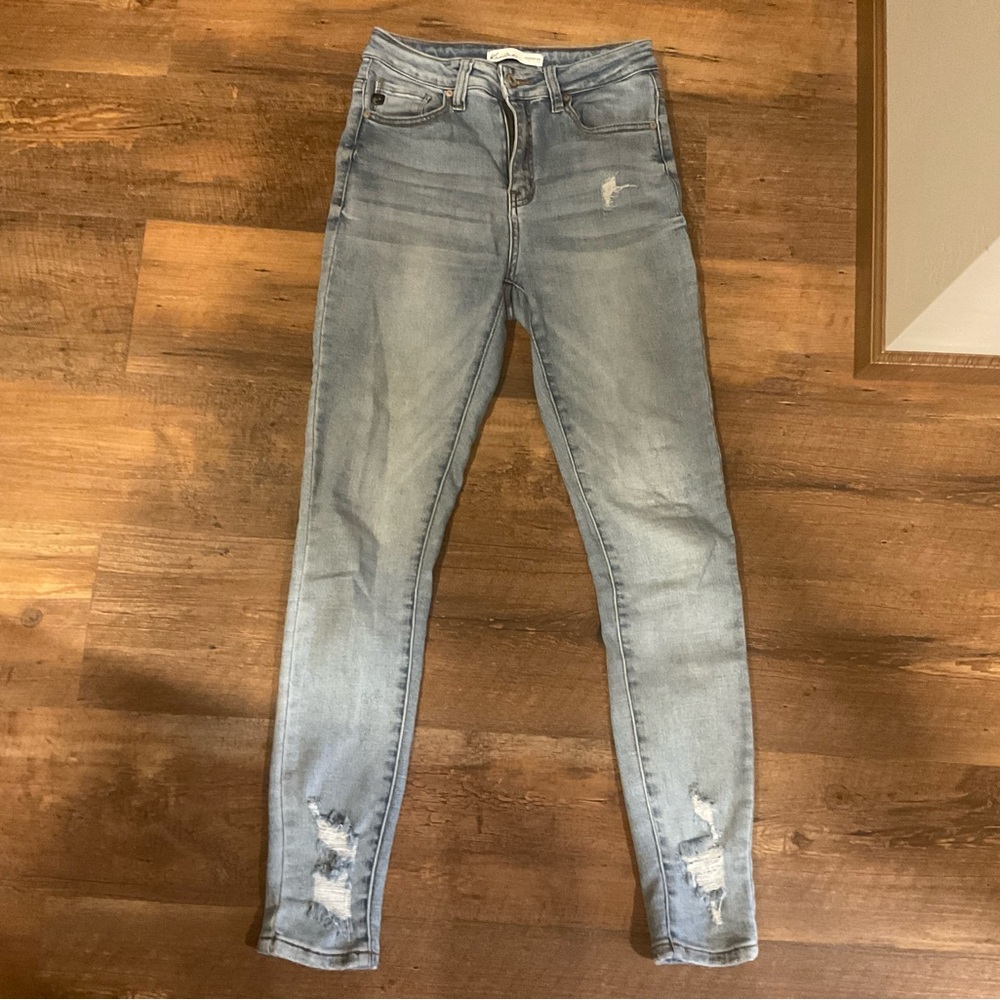 KanCan Women's Light Blue Distressed Skinny Jeans